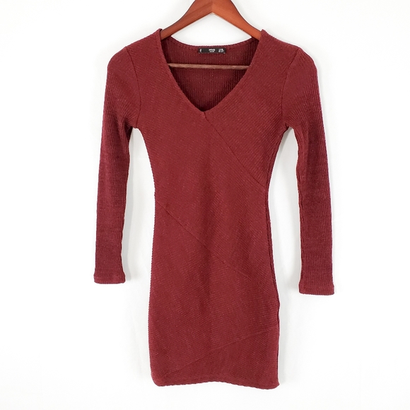 MNG Mango Maroon Red Bodycon Dress Size XXS - Picture 4 of 10